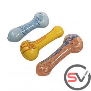 PINSTRIPED GLASS HANDPIPE 4inch 3CT/PK